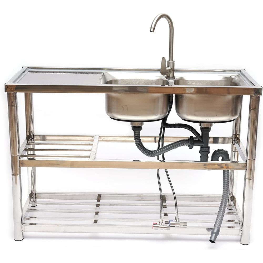 Standing Stainless Steel Doubl - Commercial Kitchen Double Sink recension och pris