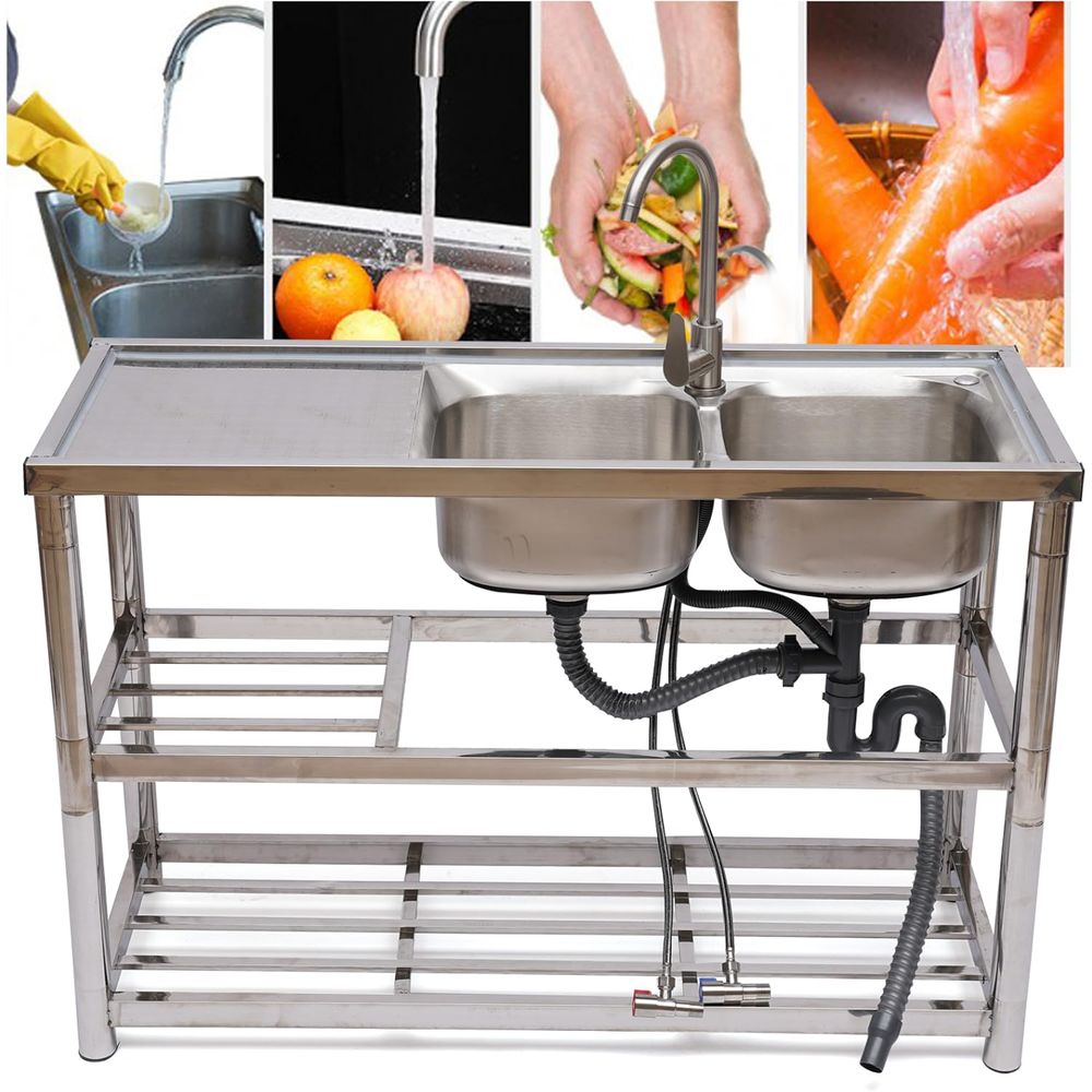 Standing Stainless Steel Doubl - Commercial Kitchen Double Sink recension och pris