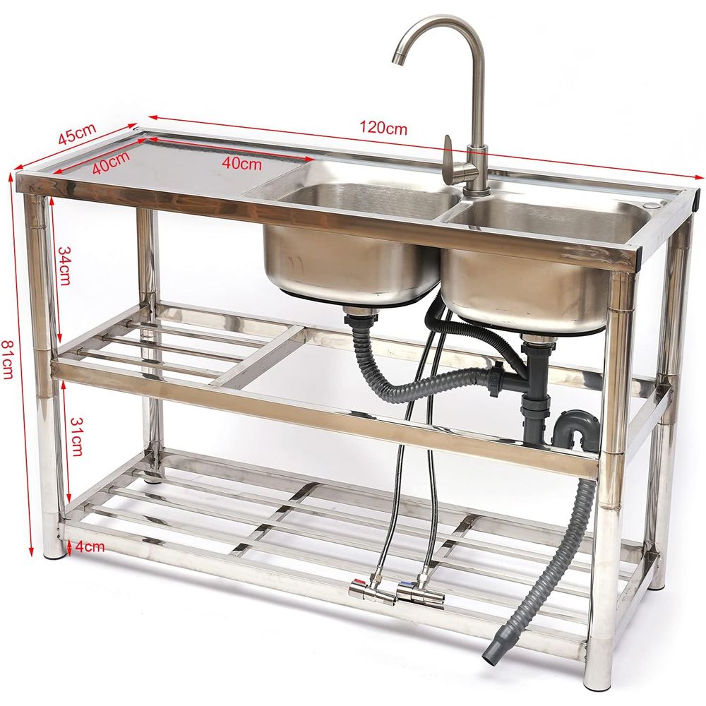 Standing Stainless Steel Doubl - Commercial Kitchen Double Sink recension och pris