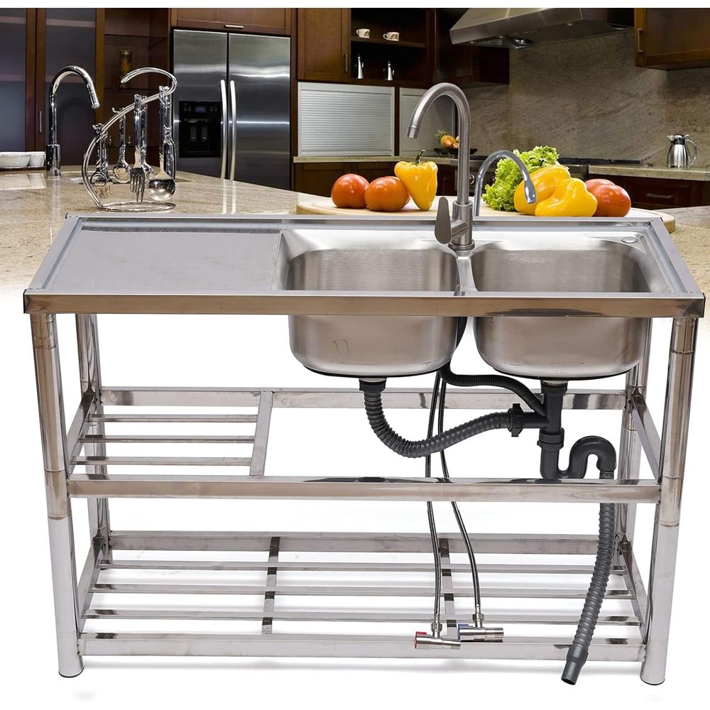 Standing Stainless Steel Doubl - Commercial Kitchen Double Sink recension och pris