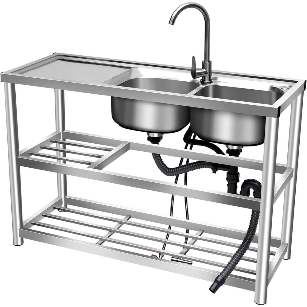 2 Commercial Kitchen Utility S - Commercial Kitchen Double Sink recension och pris