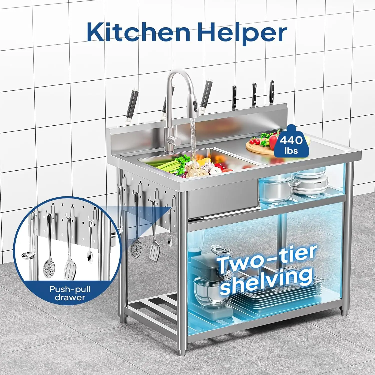 Stainless Steel Utility Sink,  - Commercial Kitchen Double Sink recension och pris