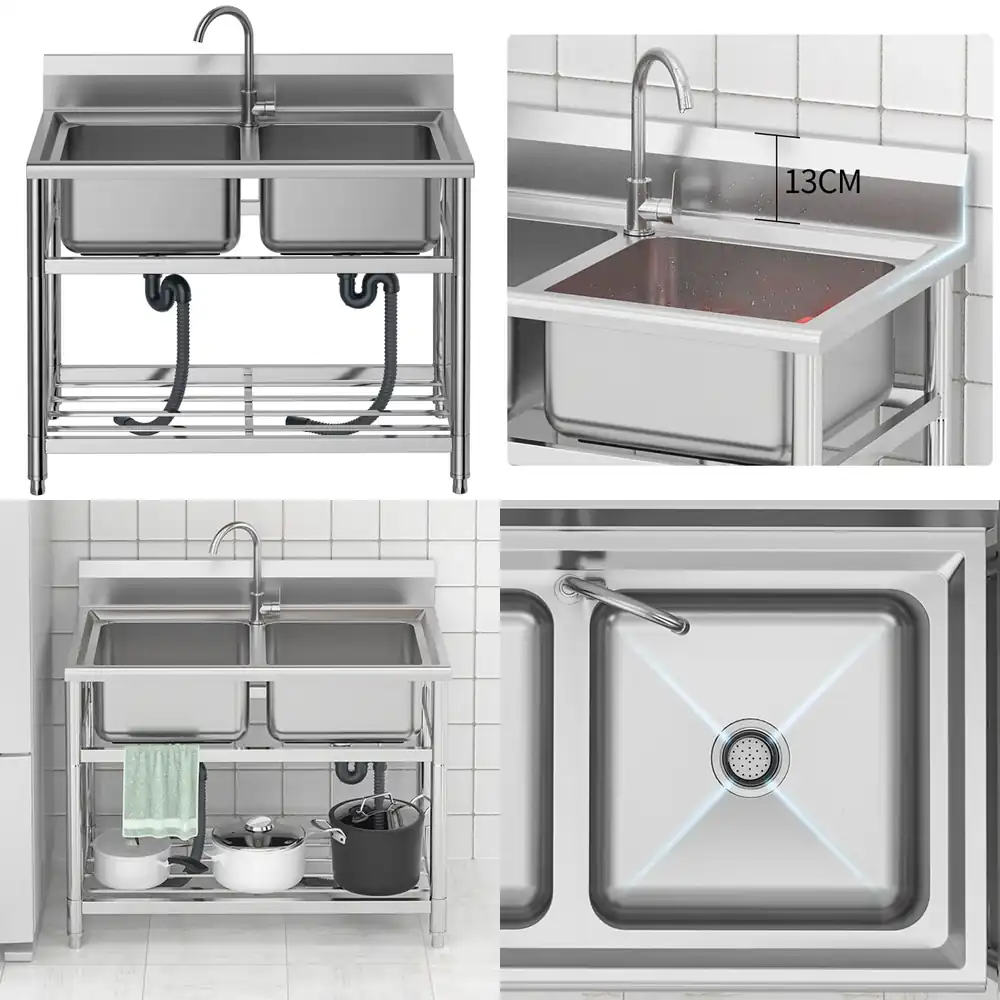 2026-stainless steel pool kitc - Commercial Kitchen Double Sink recension och pris